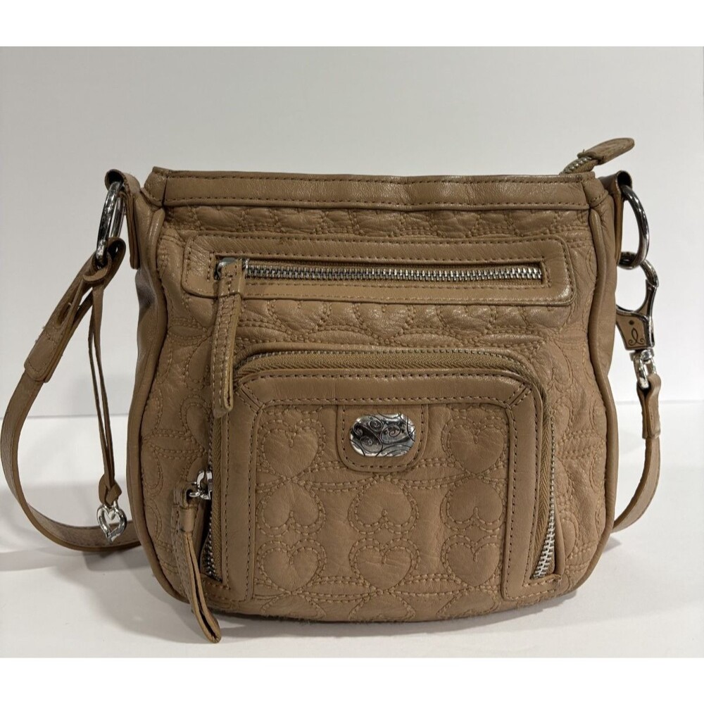 Brighton Park Avenue Brown Quilted Leather Crossbody Purse Stitched Shoulder Bag - Picture 2 of 10